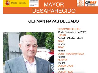 Desaparecido un hombre de 78 años con alzhéimer en Collado Villalba