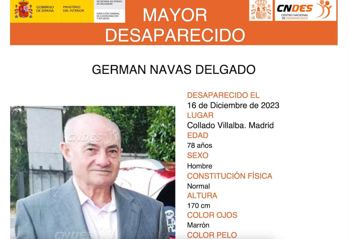 Germán Navas: Desaparecido un hombre de 78 años con alzhéimer en Collado  Villalba | Noticias de Madrid | EL PAÍS