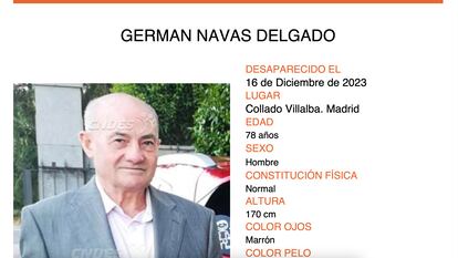 Desaparecido un hombre de 78 años con alzhéimer en Collado Villalba