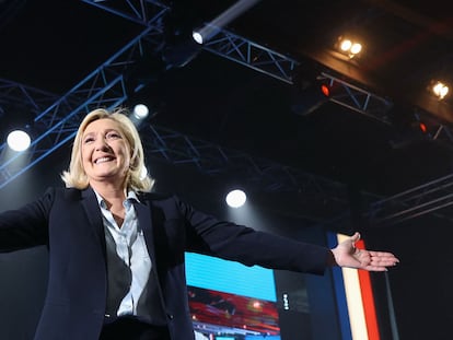 Marine Le Pen, el jueves, en un acto de campaña en Arras, en el norte de Francia.