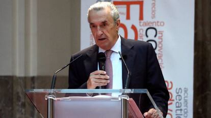 El presidente de la Comisión Nacional de los Mercados y la Competencia (CNMC) José María Marín, al comienzo de la Jornada anual de Competencia 2017.