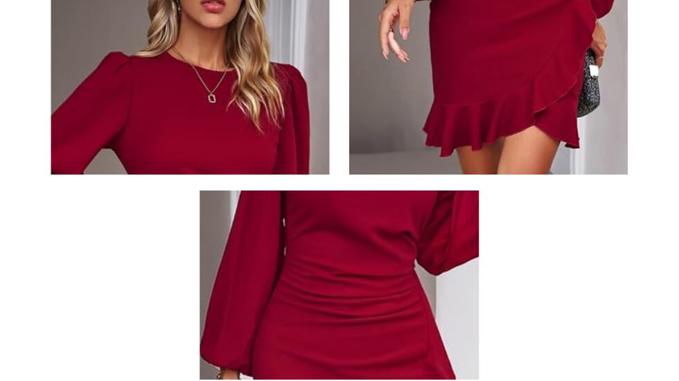 Las mangas y el dobladillo de la parte inferior equilibran la silueta del vestido.