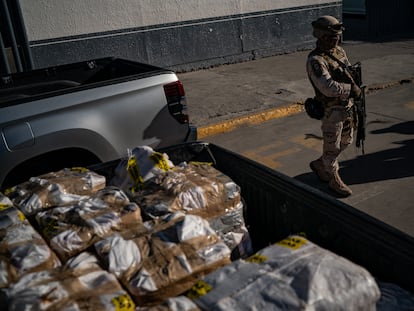 Hundreds of pounds of fentanyl and meth seized near Ensenada in October arrive for officials from Mexicos attorney generals office to be unloaded at their headquarter in Tijuana, Mexico, Tuesday, October 18, 2022