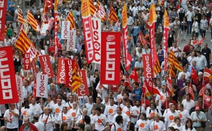 Manifestación contra la precariedad laboral en Barcelona.