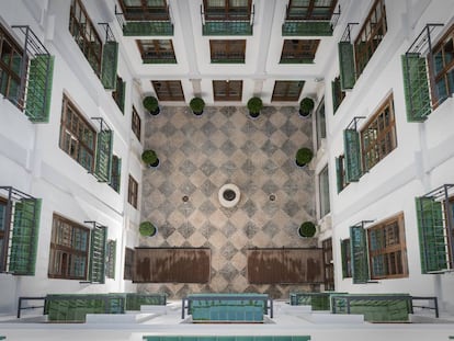 El patio del hotel Palacio Solecio, en el centro de la ciudad de Málaga.
