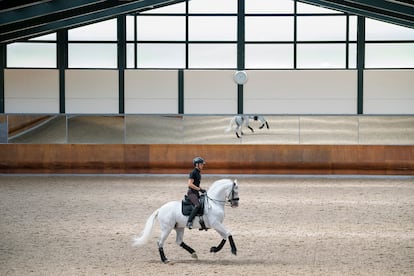 Juan Matute entrenando con su caballo 'Navaltocón'.