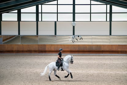 Juan Matute entrenando con su caballo 'Navaltocón'.