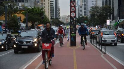 A ciclovia da avenida Paulista, em São Paulo.