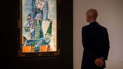 O quadro de Picasso 'Mousquetaire á la pipe II' leiloado pela Christie's em Nova York em 11 de novembro de 2021.