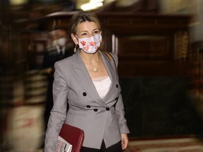 La vicepresidenta segunda del Gobierno, Yolanda Díaz, el miércoles en el Congreso.