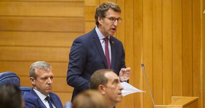 Feij&oacute;o, este mi&eacute;rcoles durante la sesi&oacute;n de control en el Parlamento gallego.