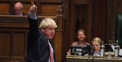 El primer minsitro británico, Boris Johnson, durante una intervención en el Parlamento. 