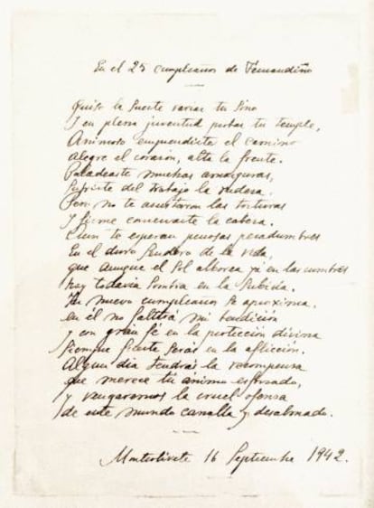 Carta del padre de Fernando Rey a su hijo en su 25 cumpleaños.