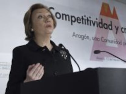 La presidenta de Arag&oacute;n, Luisa Fernanda Rudi, durante su intervenci&oacute;n. 