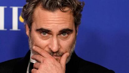 Joaquin Phoenix en la última edición de los Globos de Oro, orgulloso de asistir, dijo, tras enterarse de que se servía menú vegetariano.