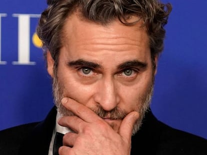 Joaquin Phoenix en la última edición de los Globos de Oro, orgulloso de asistir, dijo, tras enterarse de que se servía menú vegetariano.