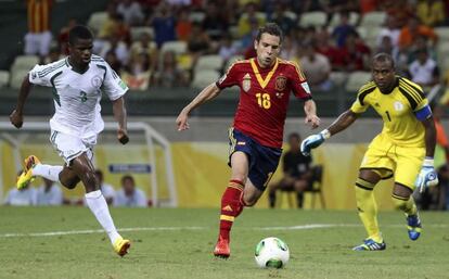 Jordi Alba marca su segundo gol, el tercero de Espa&ntilde;a.