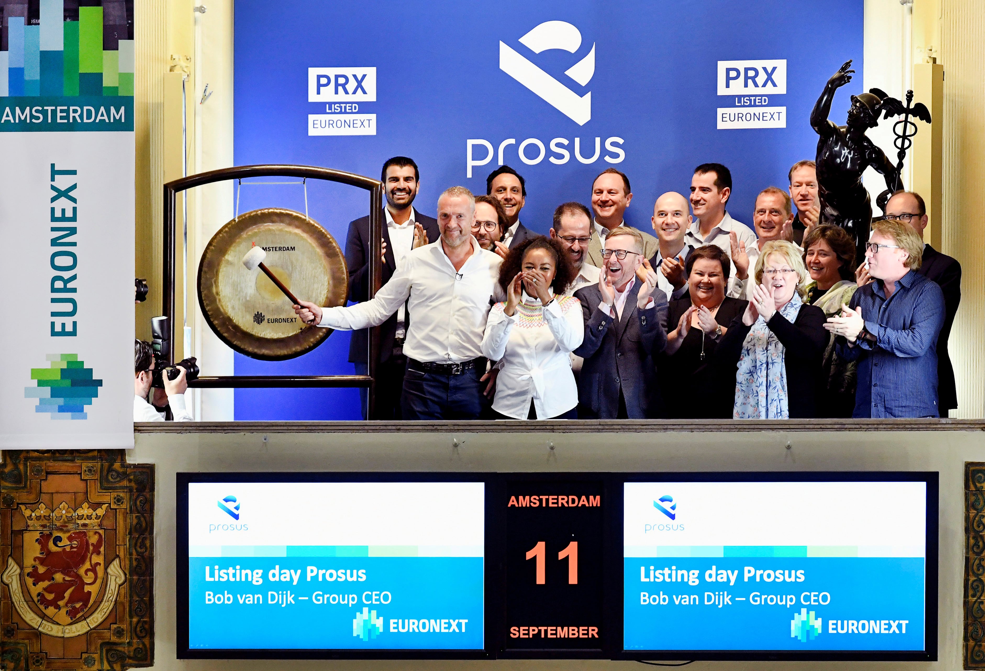 Debut de Prosus en la Bolsa de Amsterdam, en septiembre de 2019.