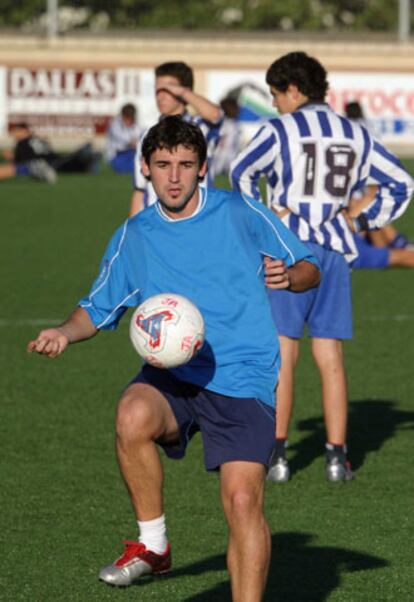 Zubiaurre, en el entrenamiento del Durango el pasado viernes.