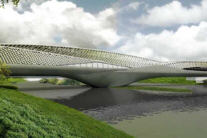 Puente-pabellón para la Expo en Zaragoza.