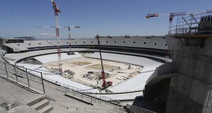 Obras del estadio de La Peineta, este mes