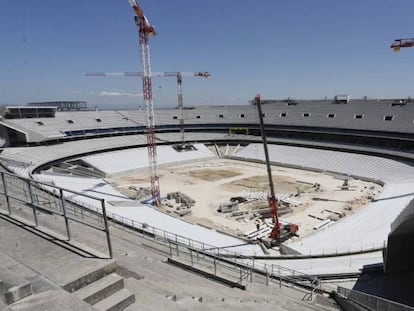 Obras del estadio de La Peineta, este mes