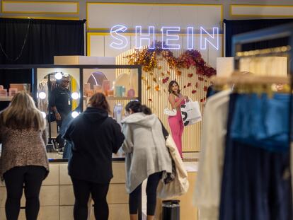 Shoppers at the Shein store in Ontario on October 19, 2023.