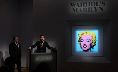 'Shot Sage Blue Marilyn', de Andy Warhol, en la casa de subastas Christie's.