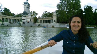 María Villegas en el Parque del Retiro.