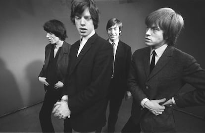 Bill Wyman, Mick Jagger, Charlie Watts y Brian Jones fotografiados en 1963.