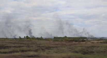 The Ukrainian town of Vovchansk under Russian shelling, May 16. 