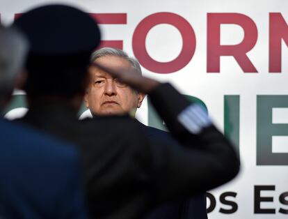 El presidente López Obrador, este martes en Palacio Nacional.
