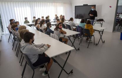 Una clase de primaria del colegio Aldapeta María de San Sebastián.