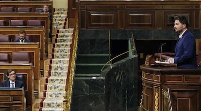 El portavoz parlamentario de ERC, Gabriel Rufián, en el pleno del Congreso hace 15 días