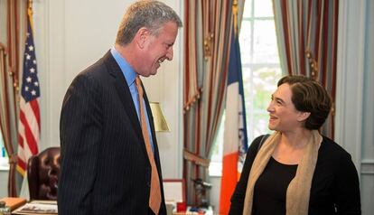 Ada Colau, alcaldessa de Barcelona, es reuneix amb l'alcalde de Nova York, Bill de Blasio.