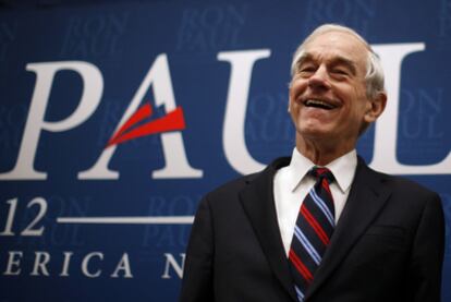 El congresista y aspirante a candidato republicano Ron Paul, durante un mitin en Cedar Falls, en Iowa.