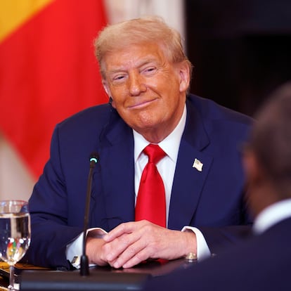 July 9, 2025, Washington, District Of Columbia, USA: United States President Donald J Trump during a meeting with African leaders at the White House, Washington, DC, USA, 09 July 2025. President Trump is meeting with the leaders of Gabon, Guinea-Bissau, Liberia, Mauritania and Senegal at the White House to discuss trade
Europa Press/Contacto/Will Oliver - Pool via CNP
09/07/2025 ONLY FOR USE IN SPAIN