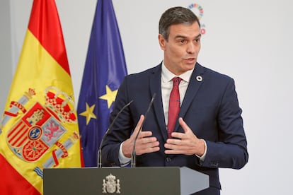 El presidente del Gobierno, Pedro Sánchez, interviene en la presentación de la iniciativa "España Digital 2025", el pasado miércoles en el Palacio de la Moncloa.