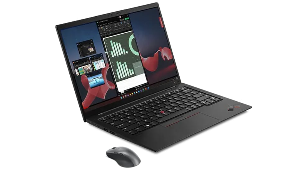 Portátil Lenovo X1 Carbon con ratón inalámbrico.