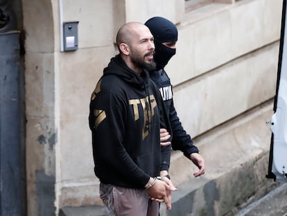 Andrew Tate, este martes a su salida del Tribunal de Apelación de Bucarest.