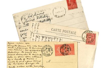 Postales enviadas desde Francia en 1931, 1932 y 1907.