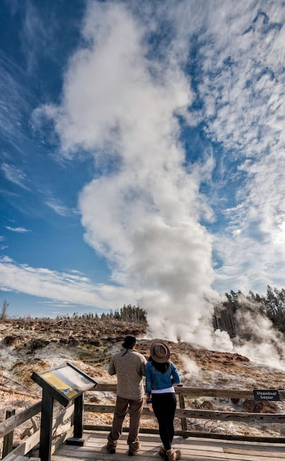 En 2018, Steamboat (barco de vapor), el géiser activo más alto del mundo, capaz de expulsar agua a más de 90 metros de altura, despertó después de tres años y medio de inactividad. La frecuencia de las erupciones hidrotermales de los géiseres está muy vinculada con los años de mucha nieve en Yellowstone, ya que el deshielo aumenta el agua subterránea que alimenta los géiseres. Este enclave del parque atrae a numerosos curiosos, aunque hay que tener en cuenta que son mucho más frecuentes sus erupciones menores, que alcanzan entre los 2 y 12 metros de altura.