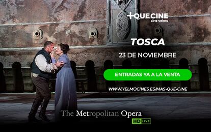 Cartel promocional de 'Tosca', la ópera de Puccini desde la gran pantalla de Cine Yelmo a través de +QueCine.