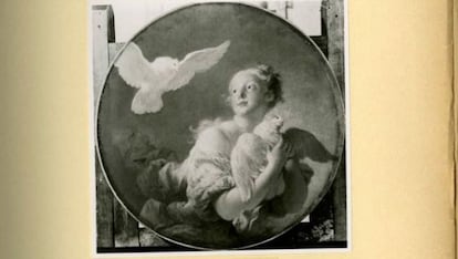Fotografía de un cuadro de Fragonard de los archivos de obras de arte robadas de Hitler.