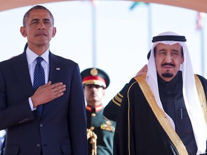 Obama y el rey saud&iacute;, la semana pasada en Riad.