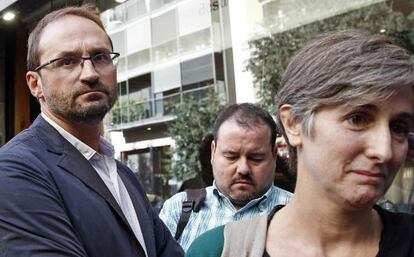 De izquierda a derecha, los líderes de ICV-EUiA, Joan Herrera, Joan Mena y Dolors Camats.