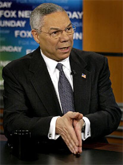El secretario de Estado, Colin Powell, durante su intervención televisiva.