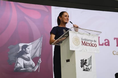Claudia Sheinbaum durante una gira por el Estado de Campeche este sábado. Hazel Cárdenas/ Gobierno de México