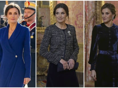 La reina Letizia, en la celebración de la Pascua Militar en 2020, 2019 y 2018.