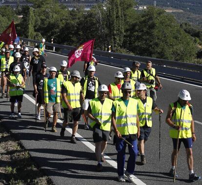 Llegada de la marcha minera al municipio de Villalba en Madrid procedentes de las cuencas mineras en 2012.